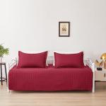 Jarson 3 Pcs Burgundy Sofa Daybed Cover Set Twin Size Daybed Bedding Double Sided Bed Set All Season Cozy Bedding Solid Color Classic Design Daybed Quilt Set with Matching Shams,39"x75"