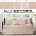 Madison Park Daybed Cover Set-Trendy Damask Quilting with Scalloped Edges All Season Luxury Bedding with Bedskirt, Matching Shams, Decorative Pillow, 75"x39", Tuscany Blush, 6 Piece