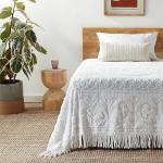 Beatrice Home Fashions Medallion Chenille Bedspread, Queen, White