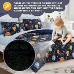 Twin Kids Comforter Set - 5 Pieces Twin Bedding Sets for Boys, Glow in The Dark Space Bed in A Bag with Sheets