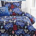 Kaleido Space Kids Comforter Set Twin Size for Boys, Glow in The Dark Gamer Bedding Set 1 Comforter, 1 Decor Pillow, 1 Pillow Sham, Twin XL Comforter Set