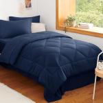 CozyLux Twin Comforter Set with Sheets Navy Blue - 5 Pieces Bed in a Bag Twin, All Season Bed Set for Girls and Boys, Bedding Set with Down Alternative Comforter, Sheets, Pillowcase & Sham