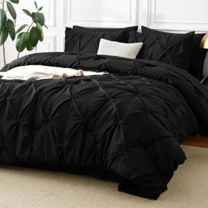 CozyLux 7-Piece Black Queen Comforter Set