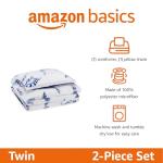 Amazon Basics 2-Piece Soft Microfiber Kid's Comforter and Pillow Sham Set, Twin, Dinosaurs, Animal Print