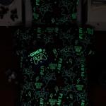 Kaleido Space Kids Comforter Set Twin Size for Boys, Glow in The Dark Gamer Bedding Set 1 Comforter, 1 Decor Pillow, 1 Pillow Sham, Twin XL Comforter Set