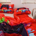 Aimuan Gaming Comforter Sets for Boys Kids Bedding Sets Video Games Console Action Buttons Novelty Colorful Game Gamepad Controller Modern Gamer Room Decor Home Quilt Set (Twin, Red)