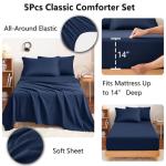 CozyLux Twin Comforter Set with Sheets Navy Blue - 5 Pieces Bed in a Bag Twin, All Season Bed Set for Girls and Boys, Bedding Set with Down Alternative Comforter, Sheets, Pillowcase & Sham