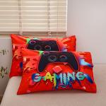 Aimuan Gaming Comforter Sets for Boys Kids Bedding Sets Video Games Console Action Buttons Novelty Colorful Game Gamepad Controller Modern Gamer Room Decor Home Quilt Set (Twin, Red)