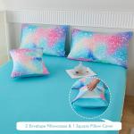 PERFEMET Pink Green Girls Twin Comforter Set, 6 Pieces Colorful Rainbow Kids Bedding Sets, Tie Dye Ombre Glitter Bed in A Bag Comforter Set with Sheets