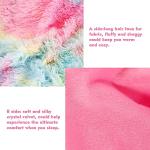 PERFEMET Pink Faux Fur Fluffy Comforter Twin 3-Piece Colorful Rainbow Plush Shaggy Bedding Sets for Girls Tie Dye Fuzzy Furry Comforter Set(Pink, Twin)