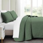 Olive Green Queen Quilt Set with Pillow Shams