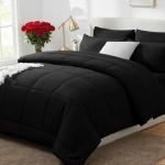 CozyLux Queen Black Comforter Set - 7 Pieces