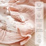 Konssy Flounce Muslin Baby Blanket for Girls Boys, 100% Cotton Soft Crib Swaddle Blankets, Reversible & Breathable Nursery Bedding for Newborns Toddlers, 40 x 36 Inches (Blossom)