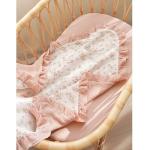 Konssy Flounce Muslin Baby Blanket for Girls Boys, 100% Cotton Soft Crib Swaddle Blankets, Reversible & Breathable Nursery Bedding for Newborns Toddlers, 40 x 36 Inches (Blossom)