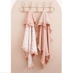 Konssy Flounce Muslin Baby Blanket for Girls Boys, 100% Cotton Soft Crib Swaddle Blankets, Reversible & Breathable Nursery Bedding for Newborns Toddlers, 40 x 36 Inches (Blossom)