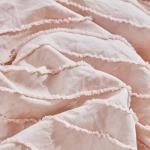 3 Pieces Tufted Stripes Crib Bedding Set with Ruffle Fringe, Pink Ruffled Comforter with Fitted Sheet and Bed Skirt , Soft and Embroidery Shabby Chic Boho Bohemian Jacquard Design for Baby Girls Boys