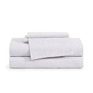 Tommy Hilfiger - Queen Size Sheet Set, Crisp & Tailored Cooling Sheets with a Smooth Cotton Percale Lightweight Feel - Bed Sheets with Matching Pillowcases & Fitted Sheet (New England Plaid Blue)