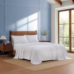 Tommy Hilfiger - Queen Size Sheet Set, Crisp & Tailored Cooling Sheets with a Smooth Cotton Percale Lightweight Feel - Bed Sheets with Matching Pillowcases & Fitted Sheet (New England Plaid Blue)