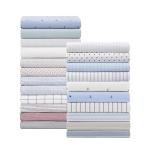 Tommy Hilfiger - Queen Size Sheet Set, Crisp & Tailored Cooling Sheets with a Smooth Cotton Percale Lightweight Feel - Bed Sheets with Matching Pillowcases & Fitted Sheet (New England Plaid Blue)