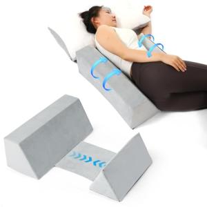 Positioning Wedge Pillow Side Sleeping Belt Connection, Limit Width Adjustable Bed Wedges Body Positioners for Back Pain Relief, Back Positioning Wedge for After Surgery, Anti Snoring, Back Support