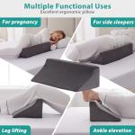 Bedluxe Wedge Pillow for Side Sleeping, Comfort Foam Back Pillow for Side Sleeper, Bed Wedges & Body Positioners for After Surgery, Pregnancy Support, Back Pain, Preventing Bedsores, Short Plush