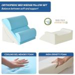 Ahpmeoa 6PCS Wedge Pillow Set for After Surgery, Bed Wedge Pillow Post Surgery, Bed Pillows for Sitting Up, Sleeping, Acid Relux, Memory Foam Back Pillow, Beds Wedges & Body Positioners, White/Grey