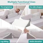 Bedluxe Wedge Pillow for Side Sleeping, Comfort Foam Back Pillow for Side Sleeper, Bed Wedges & Body Positioners for After Surgery, Pregnancy Support, Back Pain, Preventing Bedsores, White/Grey