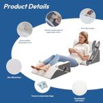 Ahpmeoa 6PCS Wedge Pillow Set for After Surgery, Bed Wedge Pillow Post Surgery, Bed Pillows for Sitting Up, Sleeping, Acid Relux, Memory Foam Back Pillow, Beds Wedges & Body Positioners, White/Grey