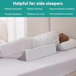 Bedluxe Wedge Pillow for Side Sleeping, Comfort Foam Back Pillow for Side Sleeper, Bed Wedges & Body Positioners for After Surgery, Pregnancy Support, Back Pain, Preventing Bedsores, White/Grey