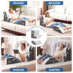 Ahpmeoa 6PCS Wedge Pillow Set for After Surgery, Bed Wedge Pillow Post Surgery, Bed Pillows for Sitting Up, Sleeping, Acid Relux, Memory Foam Back Pillow, Beds Wedges & Body Positioners, White/Grey