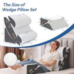 Ahpmeoa 6PCS Wedge Pillow Set for After Surgery, Bed Wedge Pillow Post Surgery, Bed Pillows for Sitting Up, Sleeping, Acid Relux, Memory Foam Back Pillow, Beds Wedges & Body Positioners, White/Grey