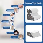 Ahpmeoa 6PCS Wedge Pillow Set for After Surgery, Bed Wedge Pillow Post Surgery, Bed Pillows for Sitting Up, Sleeping, Acid Relux, Memory Foam Back Pillow, Beds Wedges & Body Positioners, White/Grey
