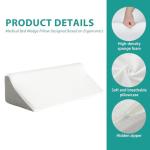 Bedluxe Wedge Pillow for Side Sleeping, Comfort Foam Back Pillow for Side Sleeper, Bed Wedges & Body Positioners for After Surgery, Pregnancy Support, Back Pain, Preventing Bedsores, White/Grey