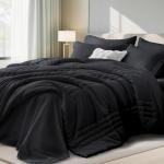 Velorose Queen Comforter Set - 7 Pieces, Black