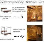 Comtelek Bed Canopy, Canopy Bed Curtains Bed Drapes for Full Queen King Size Bed Mosquito Net Bed Canopy Curtains for Patio Indoor Outdoor Room Decor Screen Netting Canopy Curtains White