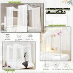 Akiky Canopy Bed Curtains with Light Princess Bed Canopy Scarf for Full/Queen Metal Bed Frame,Wood Frame Bed-2 Panel Sheer Curtain(Full/Queen,White)