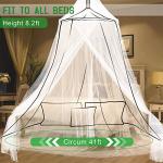 VISATOR Mosquito Net Bed Canopy for Girls,King Canopy Bed Curtains Queen Size from Ceiling,Dome Mosquito Netting Bed Tent Twin Girls Canopy Bed Decor for Baby Crib,Kid Bed and Adult Beds (White Dome)