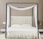 Akiky Canopy Bed Curtains with Light Princess Bed Canopy Scarf for Full/Queen Metal Bed Frame,Wood Frame Bed-2 Panel Sheer Curtain(Full/Queen,White)