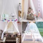 VISATOR Mosquito Net Bed Canopy for Girls,King Canopy Bed Curtains Queen Size from Ceiling,Dome Mosquito Netting Bed Tent Twin Girls Canopy Bed Decor for Baby Crib,Kid Bed and Adult Beds (White Dome)