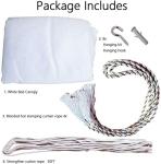 Comtelek Bed Canopy, Canopy Bed Curtains Bed Drapes for Full Queen King Size Bed Mosquito Net Bed Canopy Curtains for Patio Indoor Outdoor Room Decor Screen Netting Canopy Curtains White