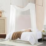 MVOVM Bed Canopy for Girls with Lights 30 * 228in King Canopy Bed Curtains for Queen & Full Bed White Tulle Canopy Bed Scarf,Sheer Bed Drapes,Twin King Canopy Bed Home Decor