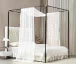 Akiky Canopy Bed Curtains with Light Princess Bed Canopy Scarf for Full/Queen Metal Bed Frame,Wood Frame Bed-2 Panel Sheer Curtain(Full/Queen,White)