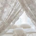 SCMTYWCQ Elegant Lace Princess 4 Corner Post Mosquito Net Romantic for Girls Women Bed Curtain Canopy for Adults Wedding Bedroom Kids Rooms Decoration (Beige-White-1, Queen)