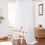 NICETOWN Decorative White Bed Canopies & Drapes for Kids Room - Voile Sheer Toddler Bed Canopy Curtain Scarf Valance DIY for Bedroom/Party (1 Panel, W114 x L180)