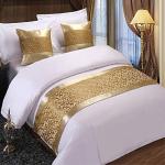 Twelve Champagne Bed Scarve Runner Bedding Scarves for Home Hotel Decorations Single, 50x180cm for 120cm bed