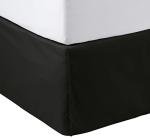 Amazon Basics Lightweight Pleated Bed Skirt, Machine Washable, Wrinkle and Fade Resistant, Queen, Black