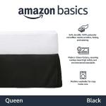 Amazon Basics Lightweight Pleated Bed Skirt, Machine Washable, Wrinkle and Fade Resistant, Queen, Black