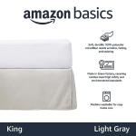 Amazon Basics Lightweight Pleated King Size Bed Skirt, Wrinkle and Fade Resistant, Machine Washable, Dust Ruffle, Light Grey, 16-inch Drop