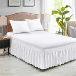 FreshCulture Queen Bed Skirt, Elastic Wrap Around Bed Skirt Queen Size, Bed Skirts for Adjustable Bed, Easy Fit with 15-Inch Tailored Drop, Hotel Quality Dust Ruffle for Queen Bed (White)