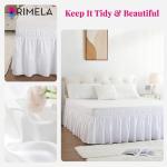 RIMELA White Bed Skirt Queen Size 15 Inch Drop, Elastic Bed Skirting for Adjustable Bed Base & Frame, Bedding Dust Ruffle Easy to Install, Wrap Around Bedskirt, Room Decoration